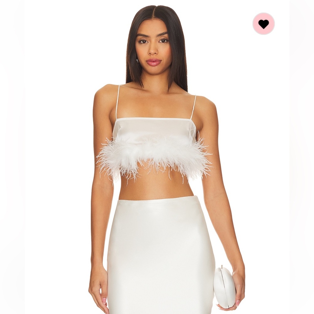The Bar Elio silk feather top 🤍